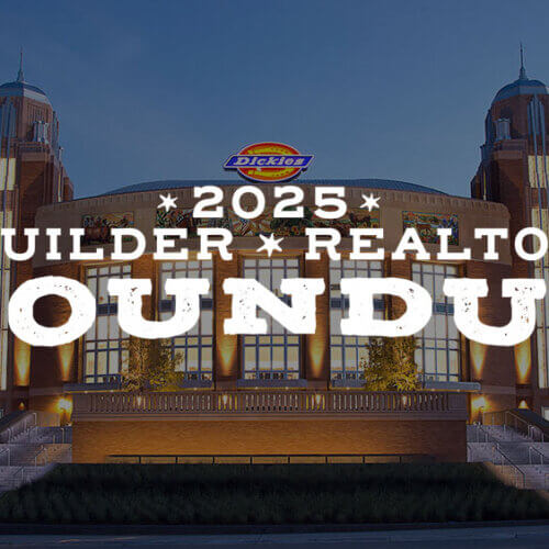 Photo of Dickies Arena with Builder Realtor Roundup Logo Overlayed