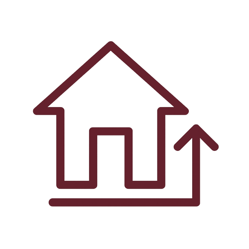 Icon of home with arrow