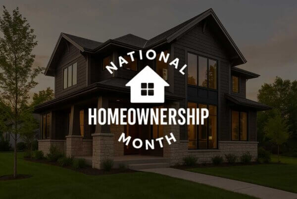 Photo of house with logo