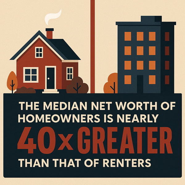 Graphic showing home owners versus renters net worth